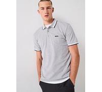 BOSS Paddy Regular Fit Tipping Polo Shirt, Grey, Size 6Xl, Men Grey