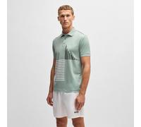 (M, Open Green) Hugo Boss Mens 2025 Paddy Striped Regular Fit Comfotable Golf Polo Shirt