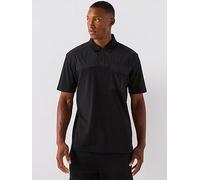 BOSS Panel Relaxed Fit Nylon Panel Polo Shirt, Black, Size Xl, Men Black