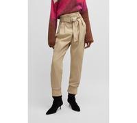 BOSS Paperbag trousers in stretch-cotton twill - Style C_Tashaina2-D, 50533248 Light Beige 4