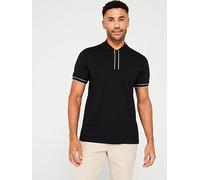 BOSS Pariq Regular Fit Baseball Collar Zip Polo Shirt - Black, Black, Size S, Men Black