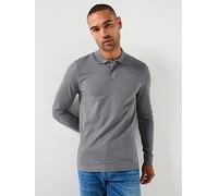 BOSS Passerby Long Sleeve Slim Fit Polo Shirt, Light Grey, Size 3Xl, Men Light Grey