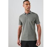BOSS Passertip Slim Fit Short Sleeve Polo Shirt, Grey, Size Xl, Men Grey