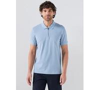 BOSS Passerzip Zipped Polo Shirt, Light Blue, Size 2Xl, Men Light Blue