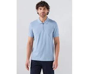 BOSS Passerzip Zipped Polo Shirt, Light Blue, Size L, Men Light Blue
