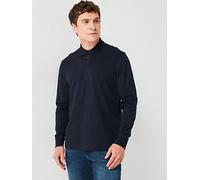 Pe Interlock Long Sleeve Polo Shirt Dark Blue, Large