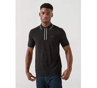 BOSS Philix 1/4 Zip Polo Shirt, Black, Size Xl, Men Black