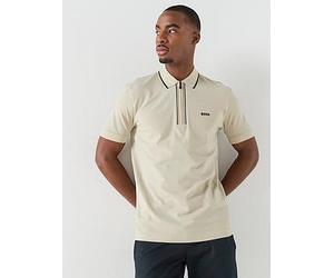 BOSS Philix 1/4 Zip Polo Shirt, Light Beige, Size 2Xl, Men Light Beige
