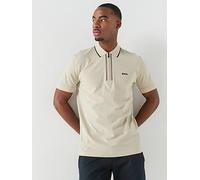 BOSS Philix 1/4 Zip Polo Shirt, Light Beige, Size Xl, Men Light Beige