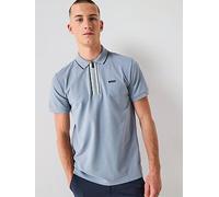 BOSS Philix Goc Zip Neck Slim Fit Polo Shirt - Grey, Grey, Size L, Men Grey