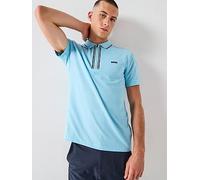 BOSS Mens Zip Neck Philix Polo Shirt - Colour: 455 Light/Pastel Blue - Size: Large