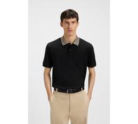 BOSS Pima-cotton polo shirt with patterned collar - Style H-Parlay 302, 50545487 Black L