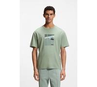 BOSS Pima-cotton T-shirt with tennis artwork - Style TS_Join Relaxed GRX, 50554365 Light Green L