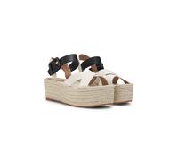 BOSS Platform-sole espadrilles with leather and canvas straps - Style Machica_Pltsan_CVBK, 50542339 White / Black 4