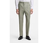 BOSS Pleat-front trousers in a linen blend - Style C-Perin-PL-253, 50568816 Light Green 38R