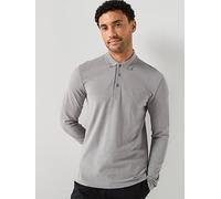 BOSS Plisy Long Sleeve Tipped Polo Shirt, Grey, Size 3Xl, Men Grey