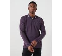BOSS Plisy Regular Fit Long Sleeve Polo Shirt - Purple, Purple, Size L, Men Purple