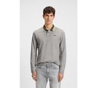 BOSS Polo shirt in cotton piqué with striped collar - Style Peoxfordlong_1, 50544845 Light Grey M