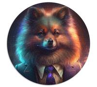 Boss Pomeranian 1000 Pieces Puzzle Gifts Round Jigsaw Puzzle 1000 Pieces Fun at Home Activities, Birthday Present, Travel Gifts 67.5x67.5cm
