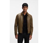 BOSS Porsche x BOSS leather jacket with concealed magnetic closure - Style LH_PS Icons70 ST, 50569177 Brown L