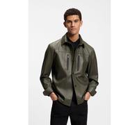 BOSS Porsche x BOSS regular-fit shirt-jacket in nappa leather - Style LH_PS Spirit70 ST, 50560422 Olive