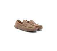 BOSS Portuguese-crafted moccasin loafers in suede with penny trim - Style Noel_Mocc_sdpeb, 50541750 Beige 9