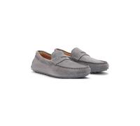 BOSS Portuguese-crafted moccasin loafers in suede with penny trim - Style Noel_Mocc_sdpeb, 50541750 Grey 11