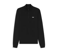 BOSS Mens KN Ever-X QZ Cotton Sweater with Quarter Zip Black