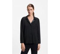 BOSS Pyjama shirt in stretch fabric with satin inserts - Style BOSS Sheen_Shirt, 50545588 Black S