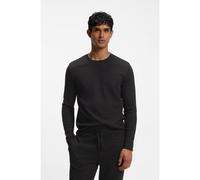 BOSS Pyjama top in a waffle-structured cotton blend - Style WaffleAOP LS-Shirt, 50571392 Black S