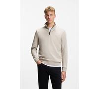 BOSS Quarter-zip cotton-terry sweatshirt with logo patch - Style Zetrust, 50468926 Light Grey XL