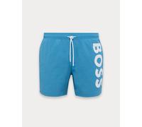 Boss Quick Dry Pocketed Logo Graphic Swim Shorts Blue