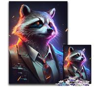 Boss Raccoon in Suit 1000 Pieces Puzzles for Adults Jigsaw Puzzles Ideal for Family Fun, Relaxation 50x75CM/19.68x29.52inch