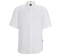 Boss Rash 2 Linen Short Sleeve Shirt - White - Medium