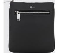 Boss Rectangular Leather Crossbody Bag with Contrast Logo and Zip Closure