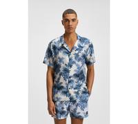 BOSS Regular-fit beach shirt with all-over print - Style Beach Shirt, 50535793 Blue M