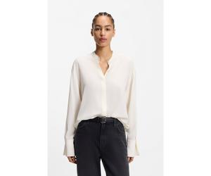 BOSS Regular-fit blouse in sandwashed silk with adjustable cuffs - Style Boplin1, 50554254 Natural 14