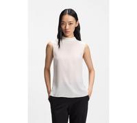 BOSS Regular-fit blouse in sandwashed silk with tie neck - Style Besei, 50553919 White 8