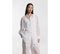 BOSS Regular-fit blouse with embroidered flowers - Style Balisya, 50556589 White 8