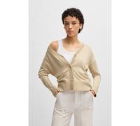 BOSS Regular-fit cardigan with silicone logo in soft yarn - Style C_Fedas, 50531483 Light Beige M