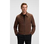 BOSS Regular-fit jacket in soft suede with zip front - Style H-Malbano5, 50528014 Dark Brown 44R