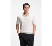 BOSS H-Lurazio Textured Knitted Polo Shirt, White, Size 2Xl, Men White