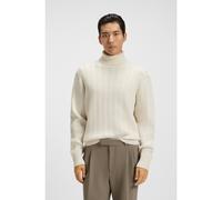 BOSS Regular fit rollneck sweater in herringbone virgin wool - Style H-Hatilo, 50557700 Natural XL