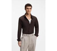 BOSS Regular-fit shirt in lightweight merino wool - Style P-JOE-K-PL-262, 50561675 Dark Brown 17