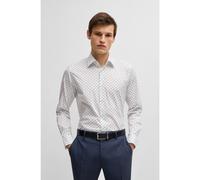 BOSS Regular-fit shirt in printed stretch-cotton poplin - Style H-JOE-kent-C1-214, 50539178 White Patterned 15.5