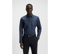 BOSS Regular-fit shirt in printed stretch-cotton poplin - Style H-JOE-kent-C1-214, 50545117 Blue Patterned 15.5