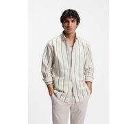 BOSS Regular-fit shirt in striped linen and cotton - Style Ricoplus_M, 50559324 Grey Patterned M