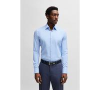 BOSS Regular-fit shirt in structured stretch fabric - Style P-JOE-kent-C1-222, 50546518 Light Blue 17.5