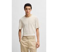 BOSS Regular-fit T-shirt in cotton and linen - Style H-Taut 28, 50537498 White / Beige XL