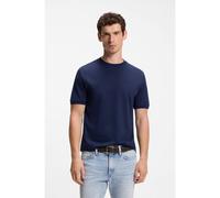 BOSS Regular-fit T-shirt in cotton-silk jacquard - Style L-Tesar 141, 50565889 Dark Blue XL